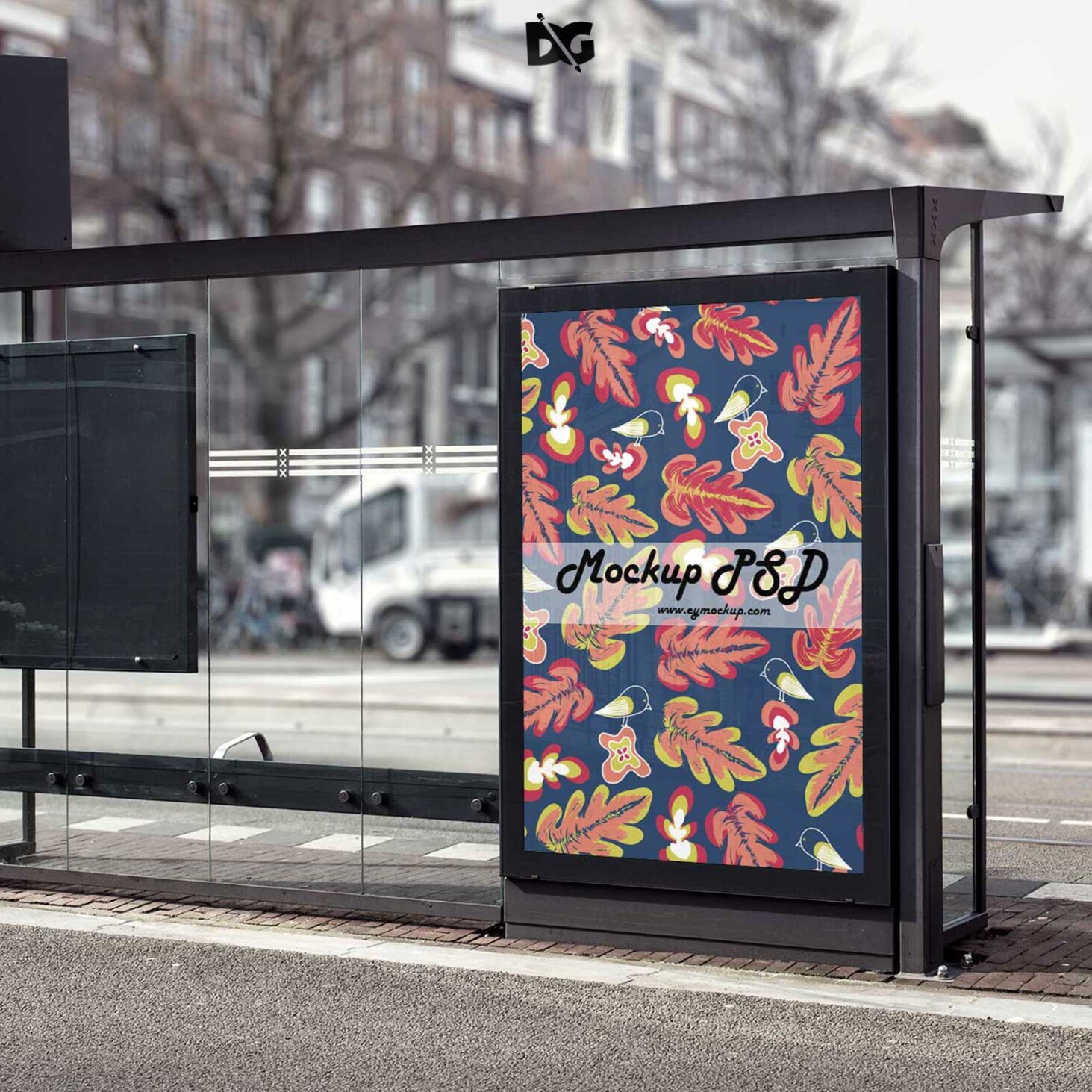 Bus Stop Billboard MockUp.