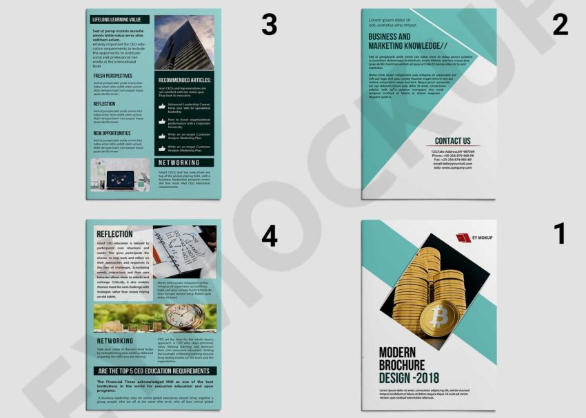 Free PSD Mockups 8 Business Bi-Fold Brochure