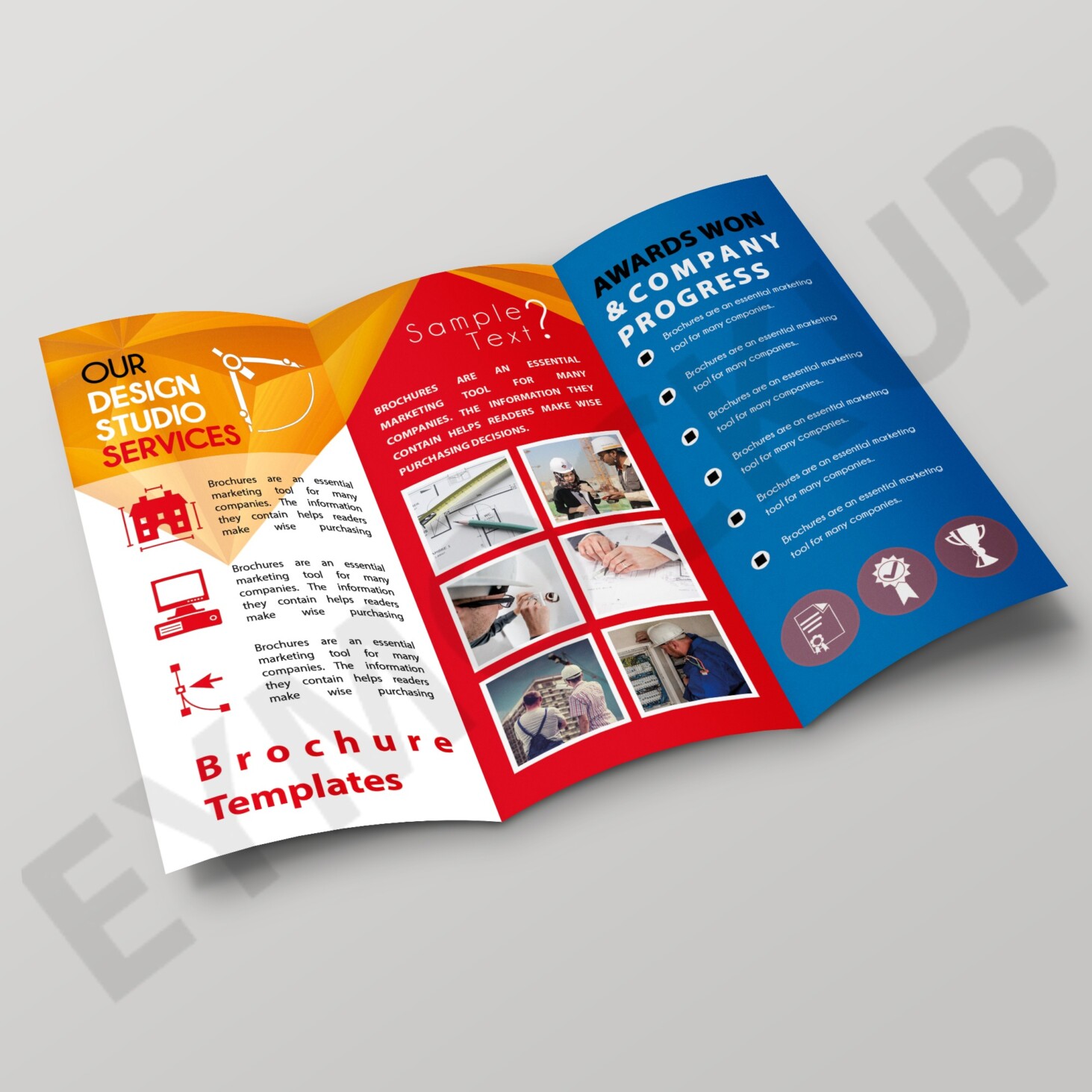 Stylish Architectural Tri-Fold Brochure 3 Tri-Fold PSD Brochure