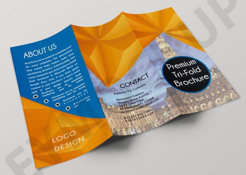 Free PSD Mockups 8 Tri-Fold PSD Brochure