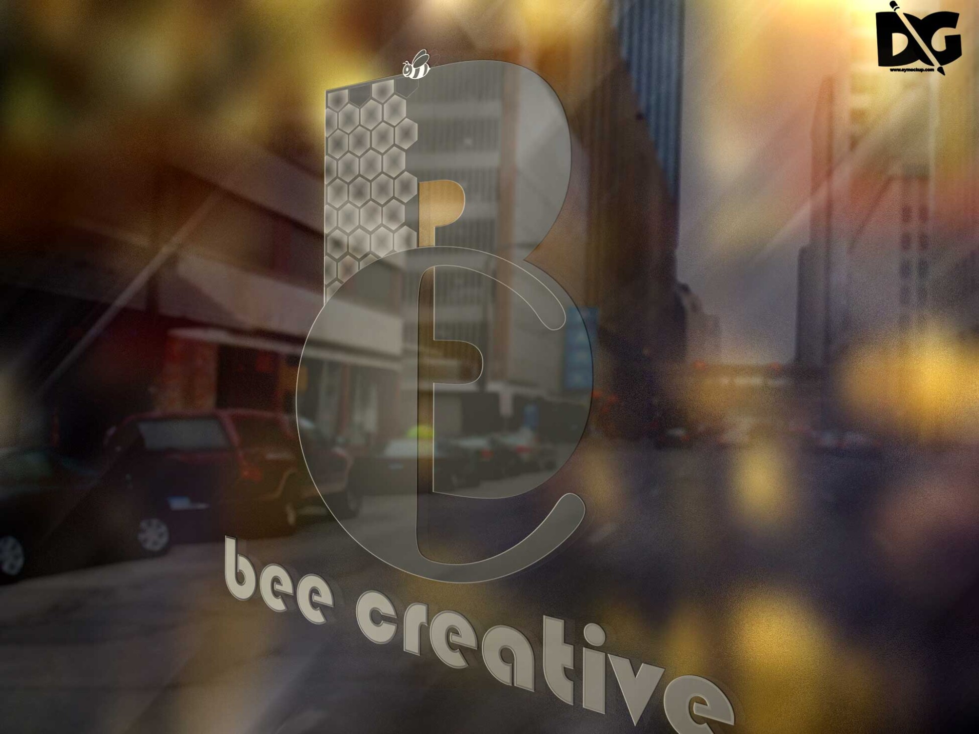 Glass PSD Logo Mockup