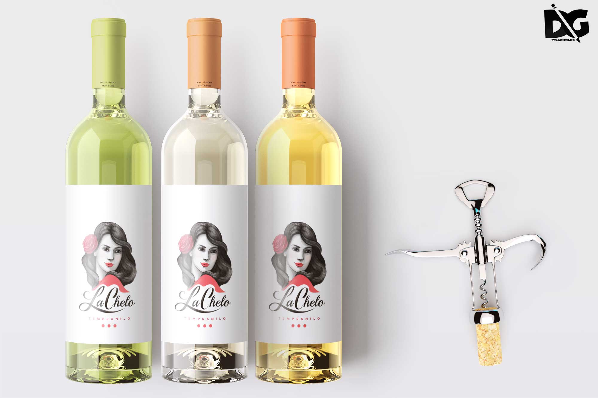 Realistic Wine Bottle Mockup Download 5 Label PSD Mockups