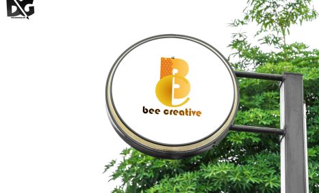 Street Circle Pole Logo Mockup Design 14 Pole Logo Mockup