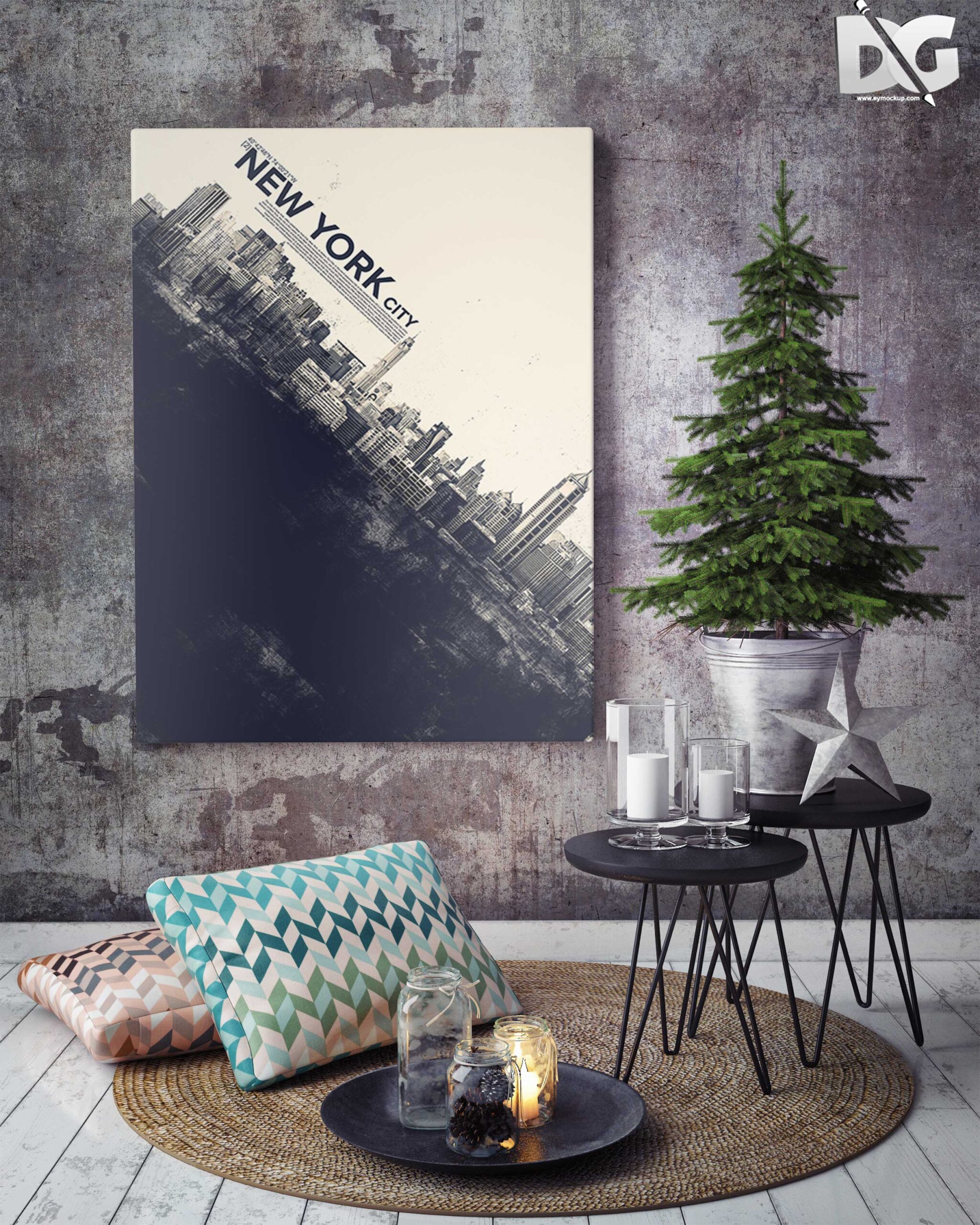 Free Dining Room Wall Mockup Download 1 PSD Poster Mockup