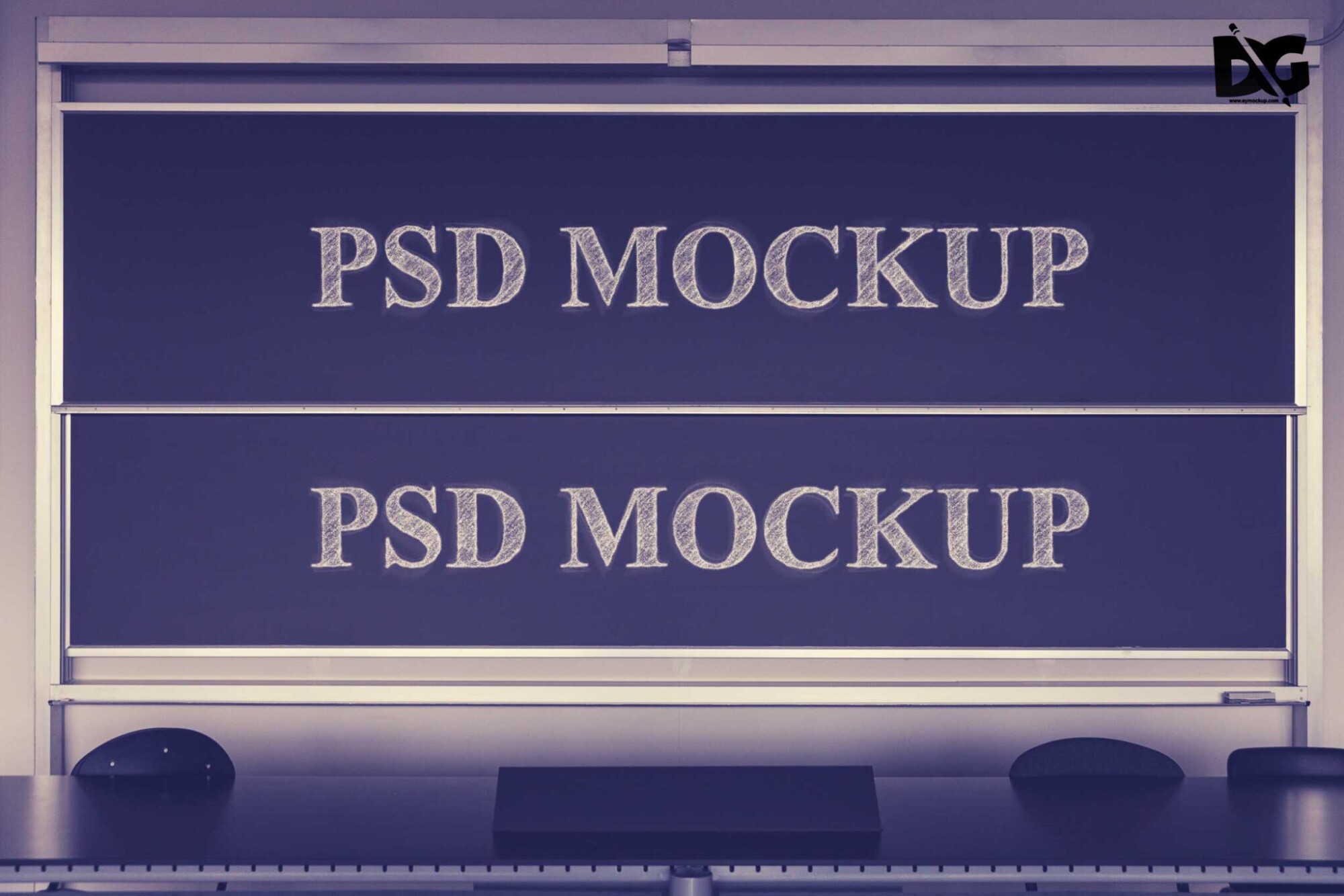 Free Meeting Room Chalkboard Mockup