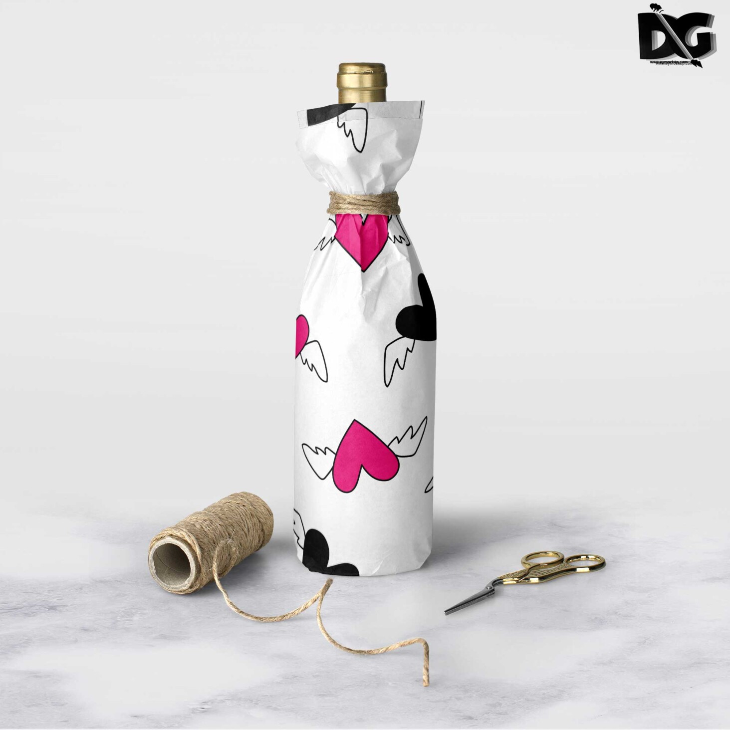 Free Gift Wrap Wine Mockup Download 2 Wrap Wine Mockup