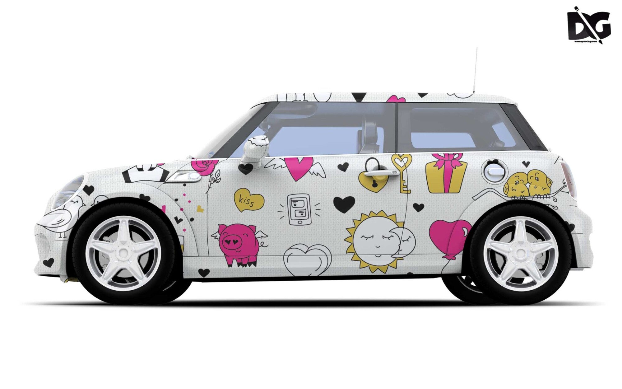 Download Free Mini Cooper Mockup 10 Artwork PSD Mockup