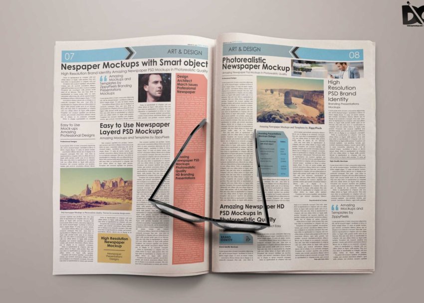 Free PSD Mockups 2 Mock-up Newspaper