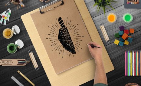 Free Mock-up Plain Art Presentation PSD