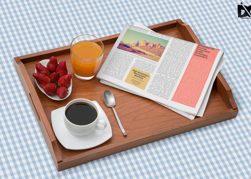 Free PSD Mockups 3 Tea Newspaper Mockup