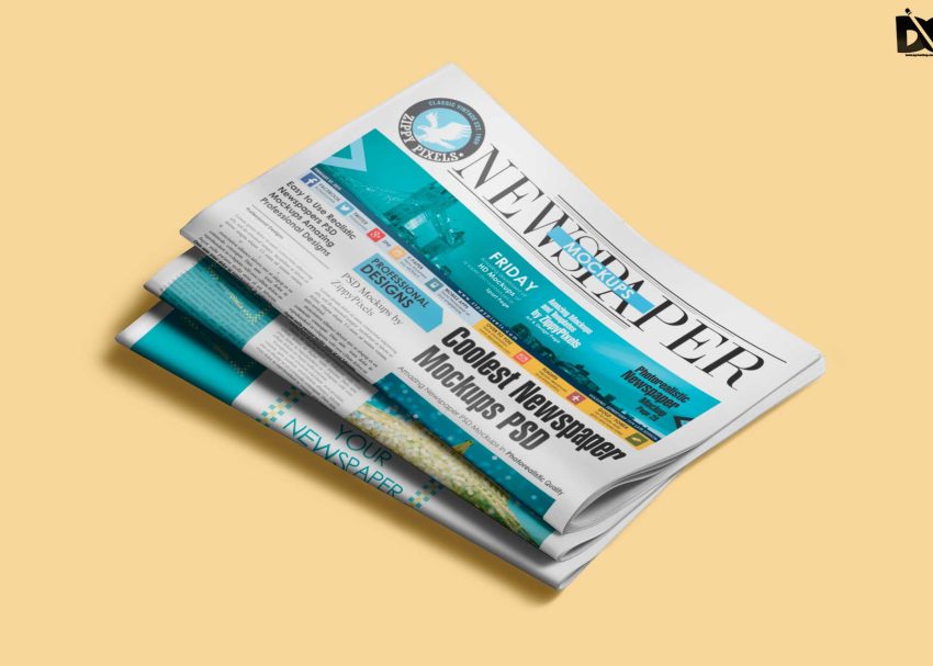 Free PSD Mockups 3 Folded Newspaper Mockup