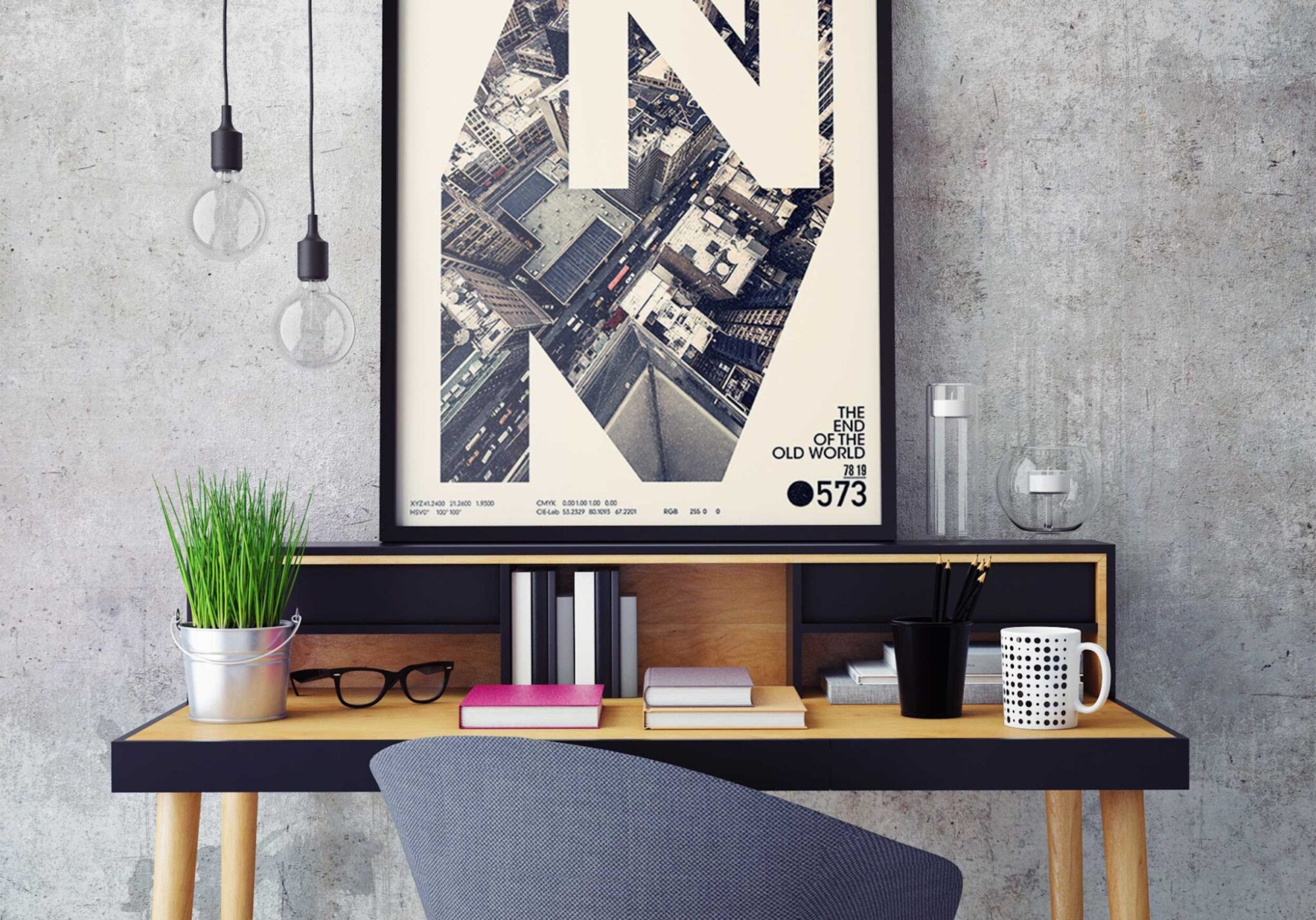 Free Grey Wall Poster Mockup Download