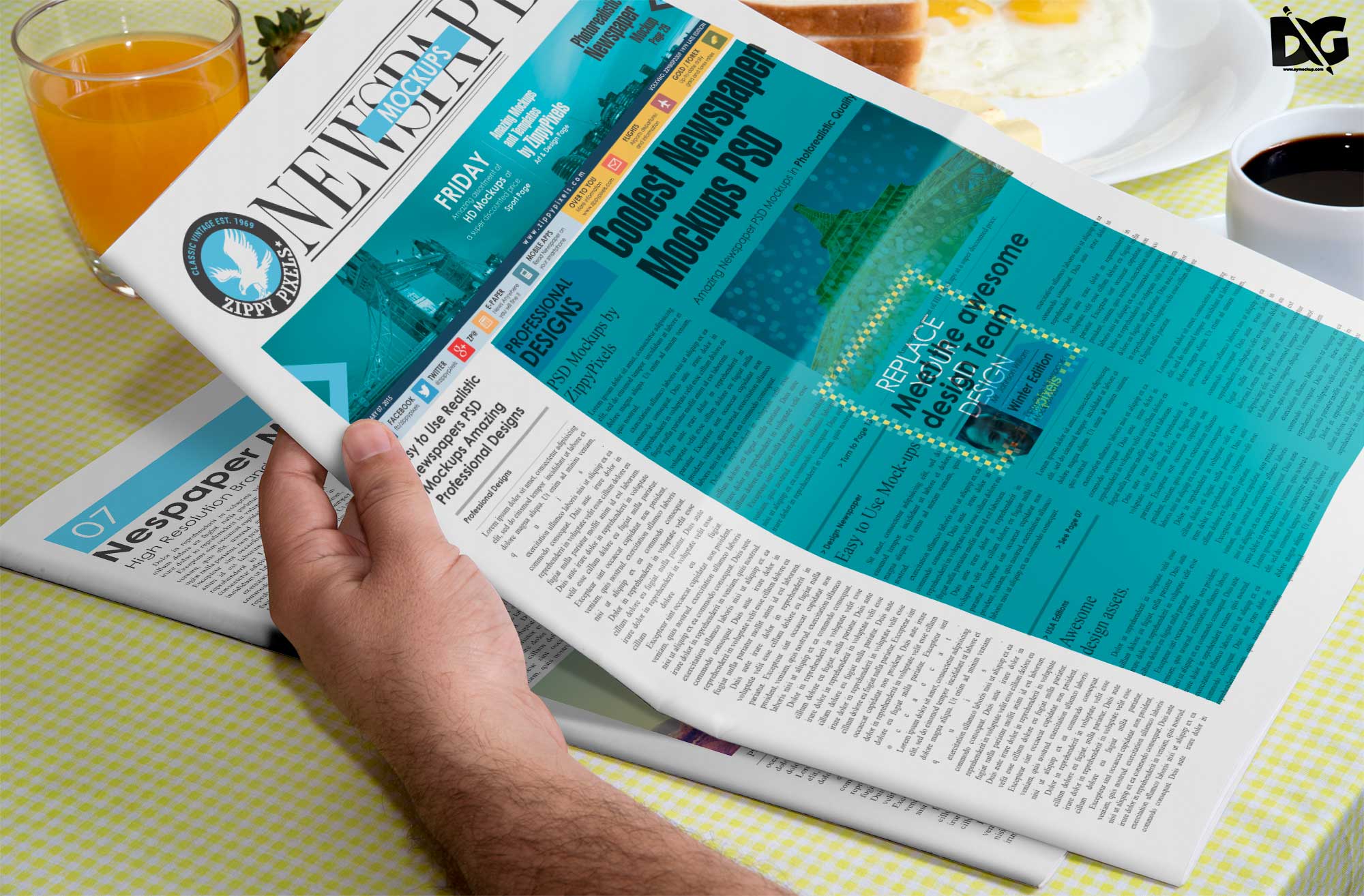 Download Free Handheld Newspaper Mockup 1 Size Newspaper Mockup