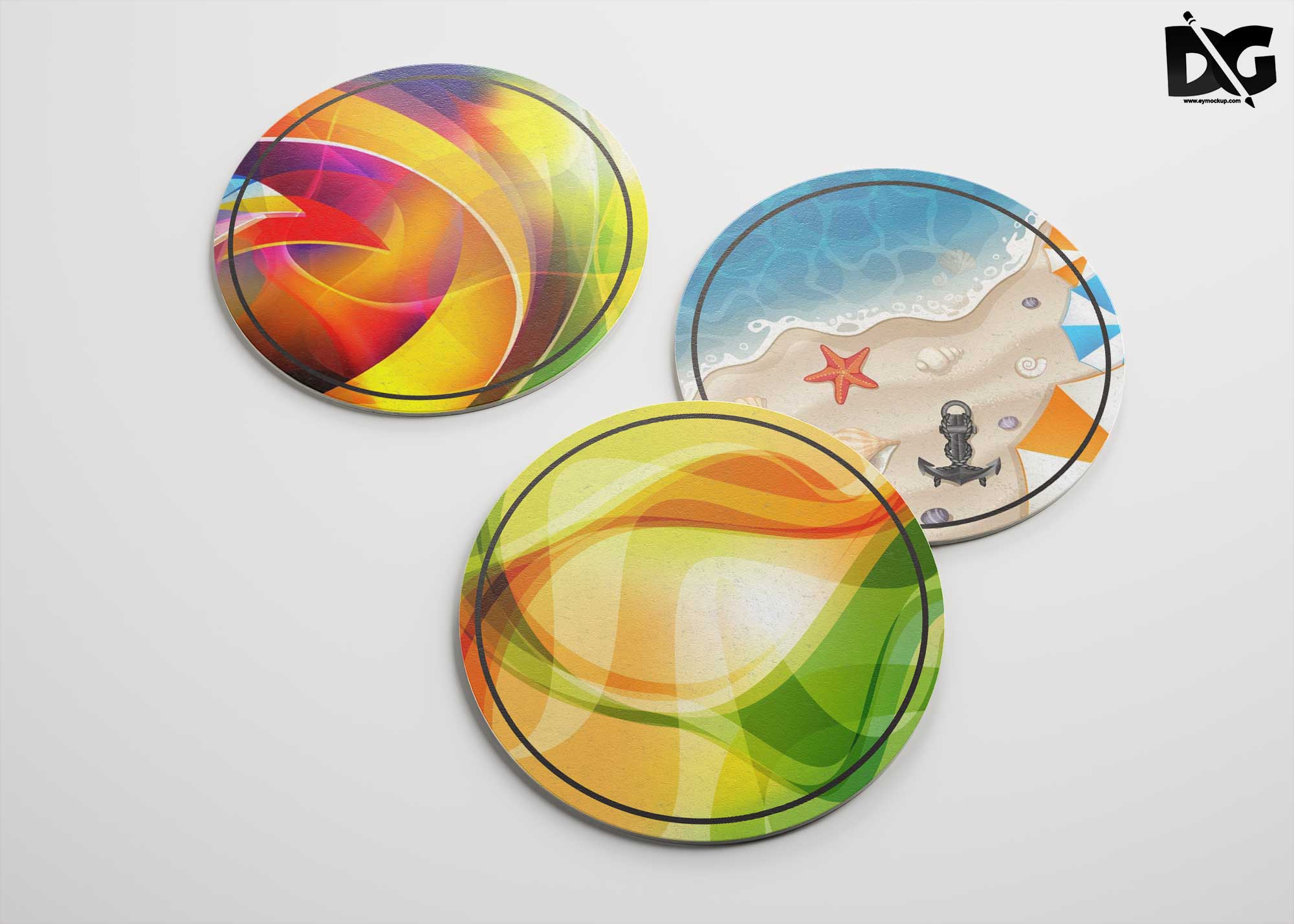 Free Circle Coaster Mockup PSD 1 Coasters Mockup PSD