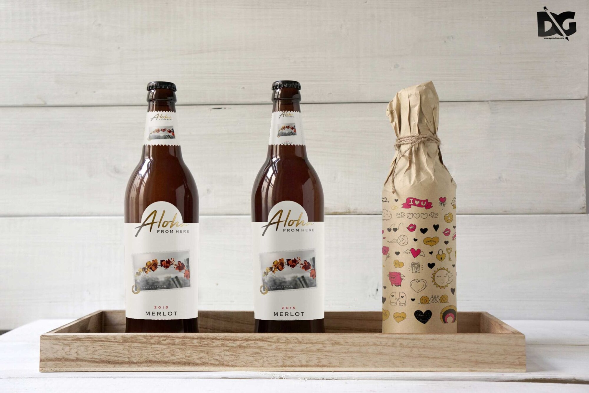 Free Glass Wine Bottle Mockup Wrap 18 Packaging Wrap Mockup