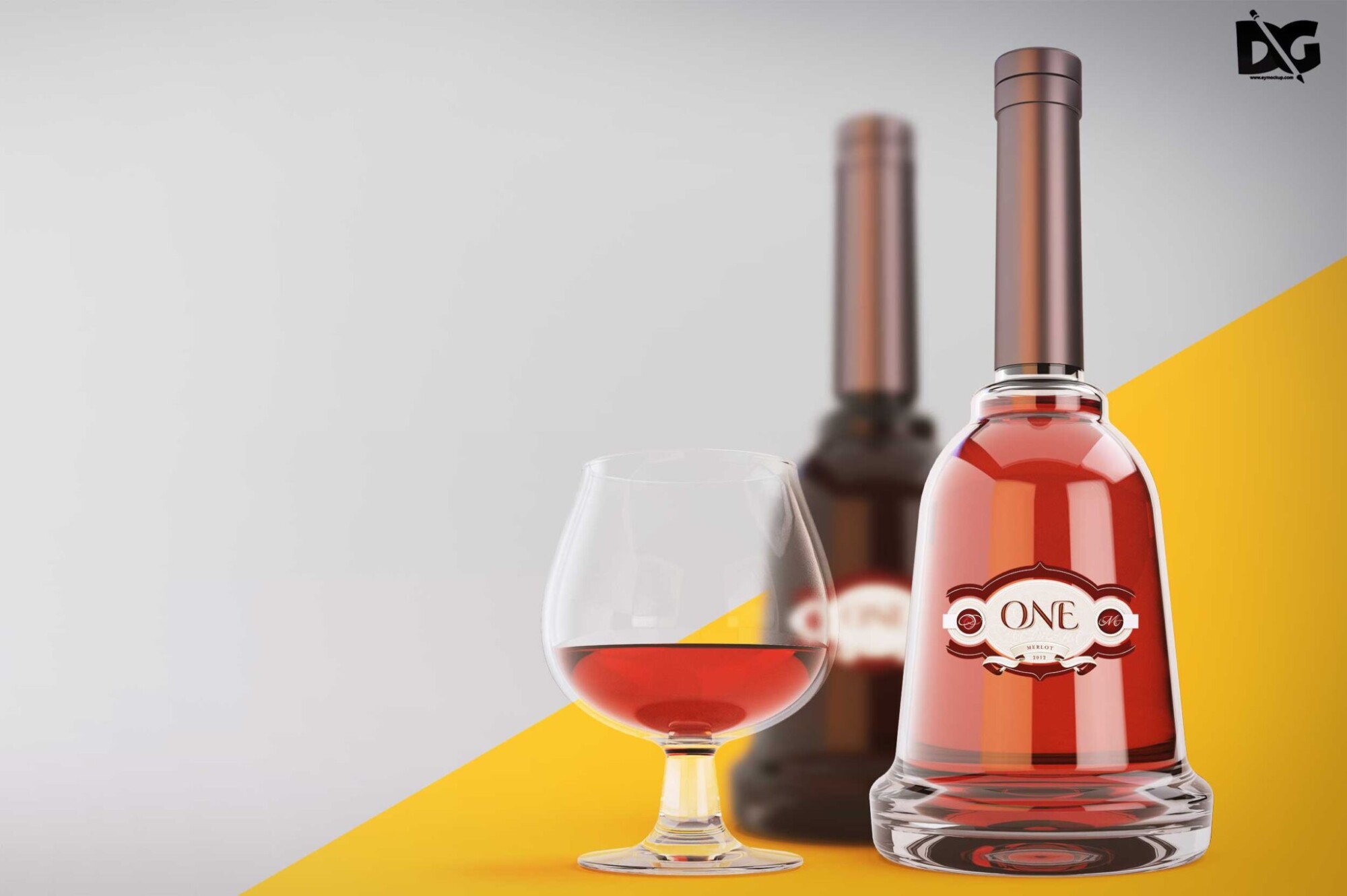 Free Rare Wine Bottle Mockup Download 3 Glass PSD Mockup