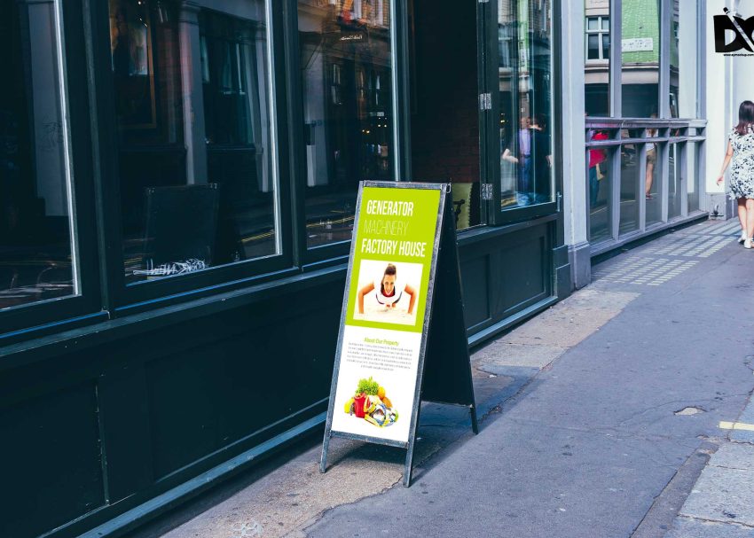 Free PSD Mockups 4 Sidewalk Poster Mockup