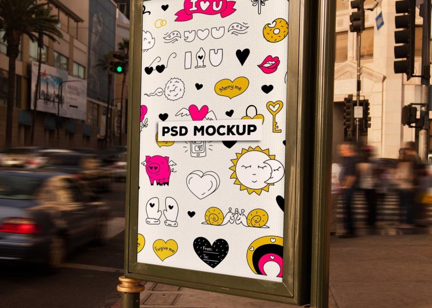 Free PSD Mockups 1 Vertical Billboard Mockup