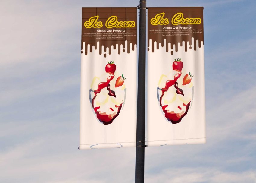 Free PSD Mockups 3 Hanging Banner Mockup
