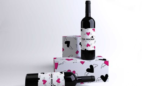 Free Wine Bottles Label Mockup