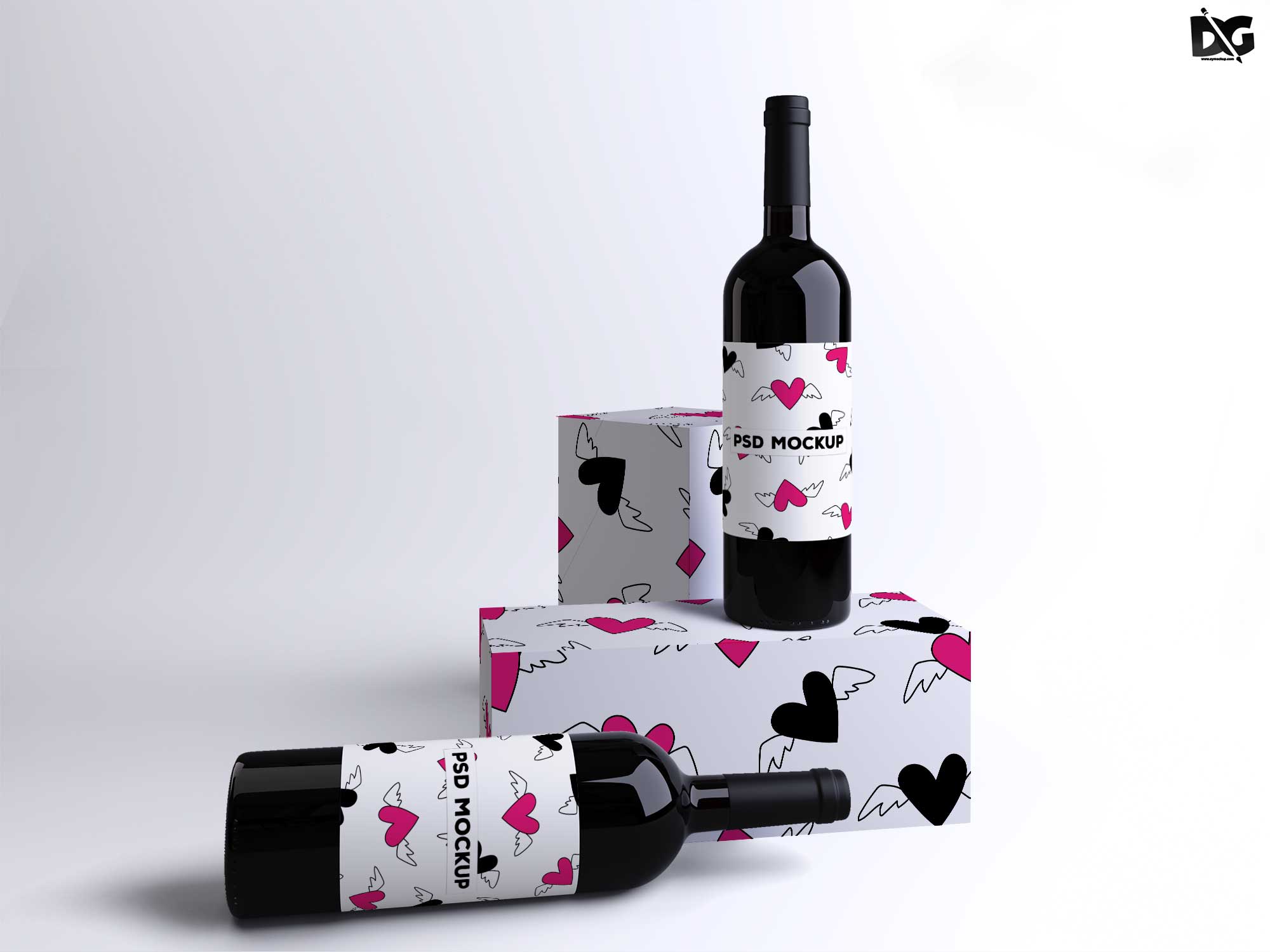 Free Wine Bottles Label Mockup