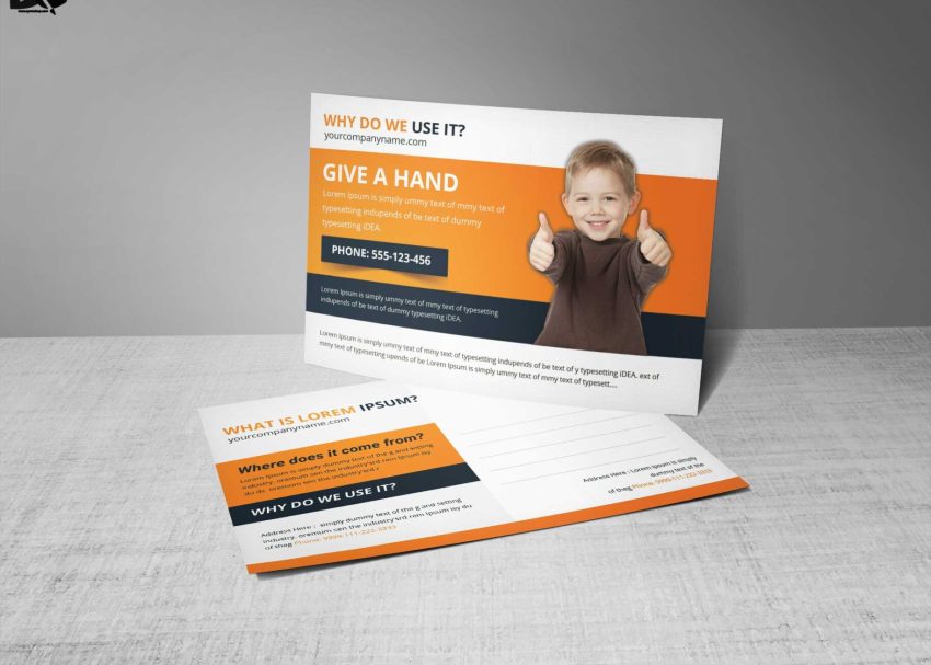 Free PSD Mockups 2 Free Download Child Charity Premium Post Card Template