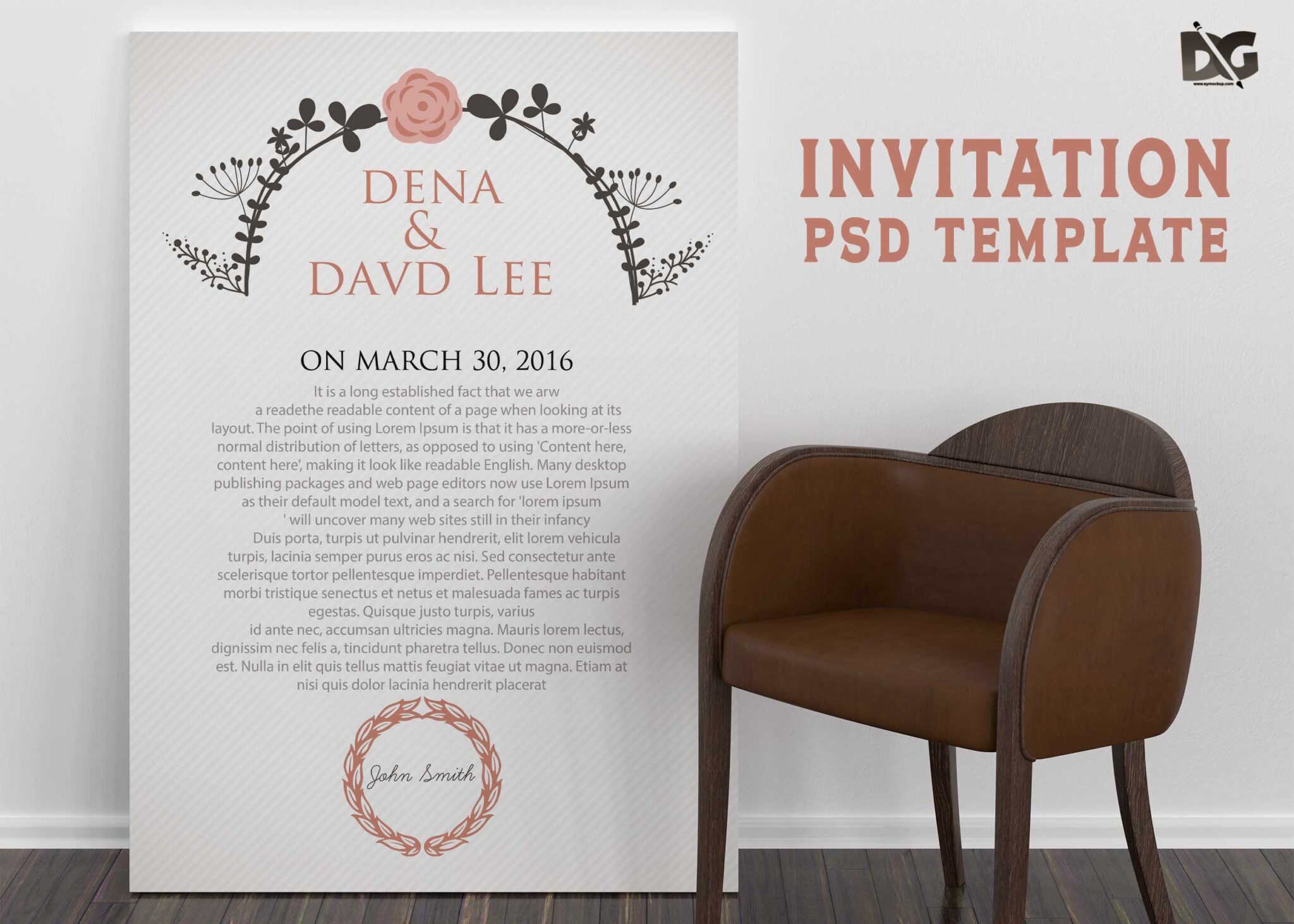 Free Download Engagement Invitation PSD Template