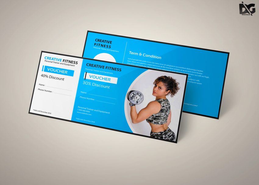 Free Download Gym PSD Gift Card Template