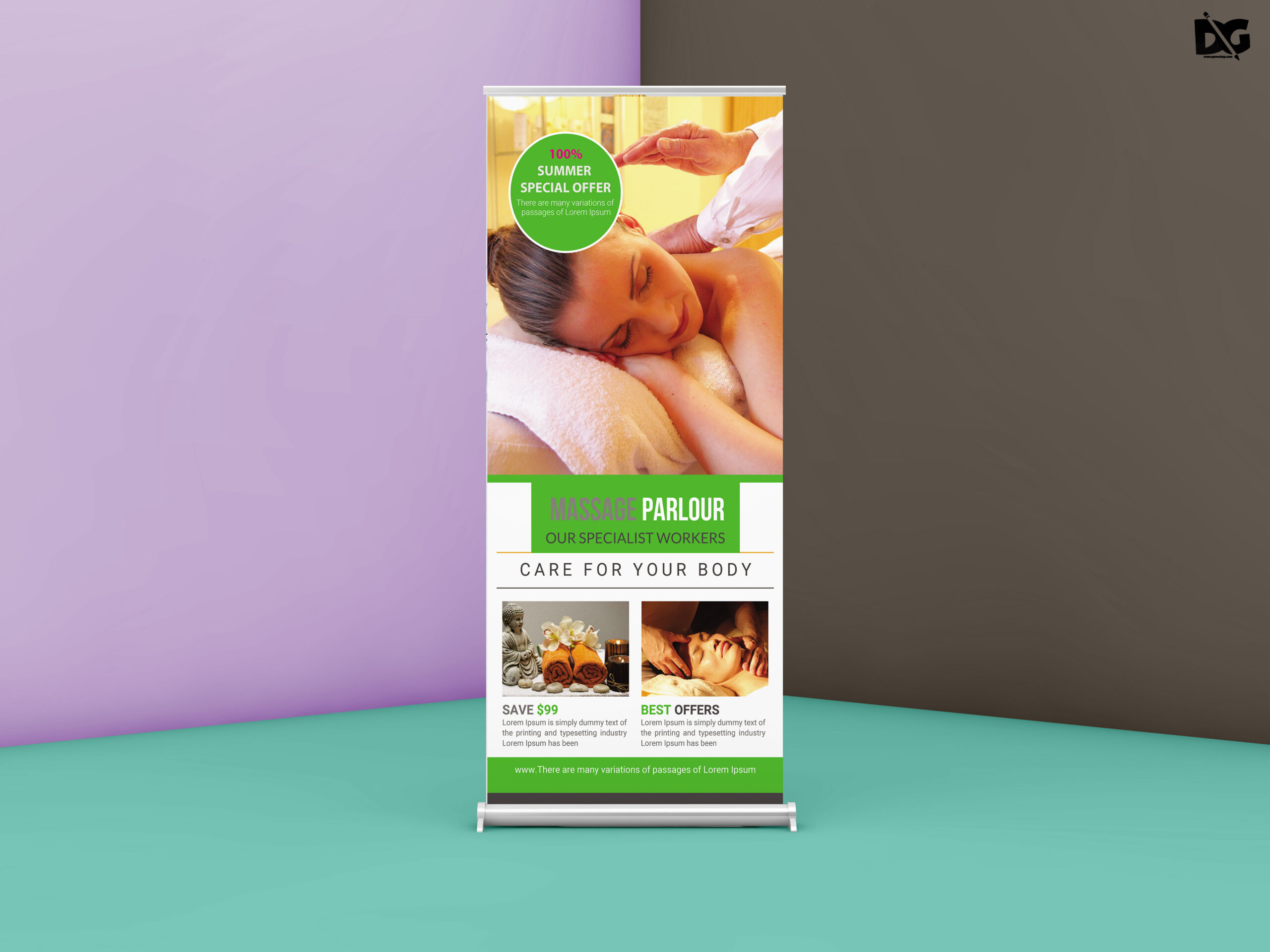 Free Download Massage Parlour Shop Roll up Banner Template