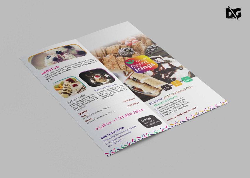 Free Download PSD Ice Cream DL Brochure Template