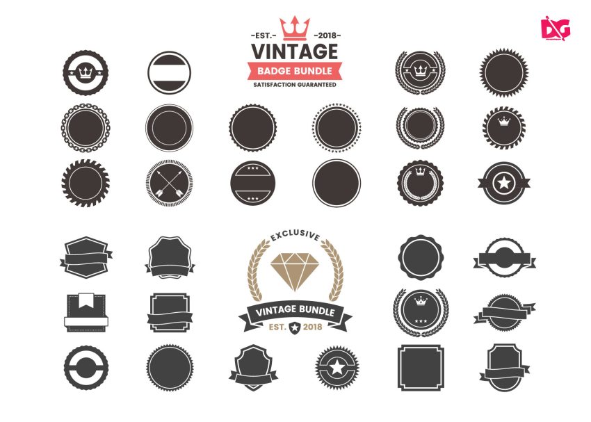 Free Download Vintage Round Badge Collection
