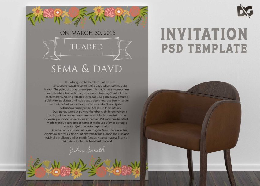 Free Download Wedding Invitation PSD Template