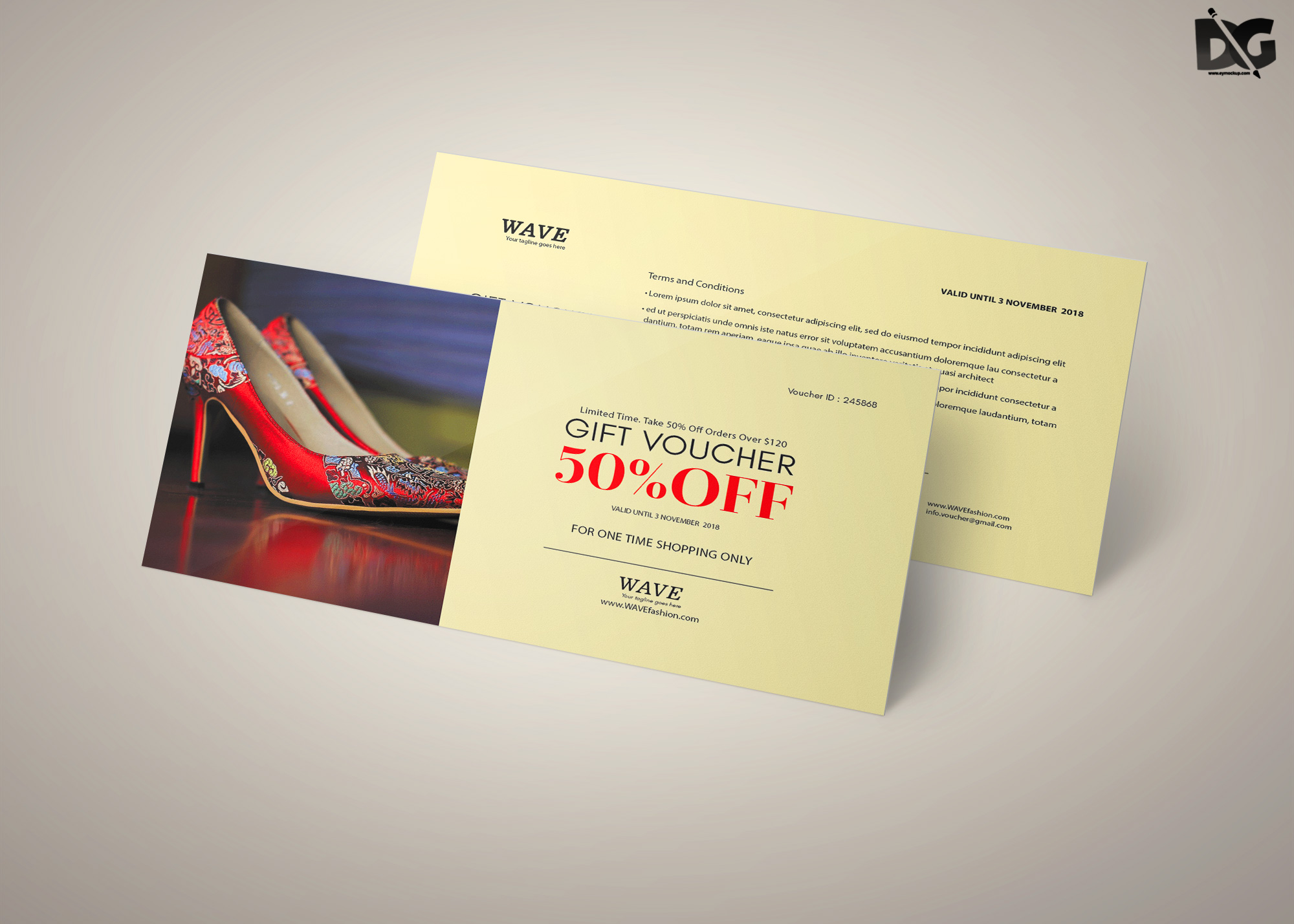 Free PSD Sandals Discount Gift Card Template