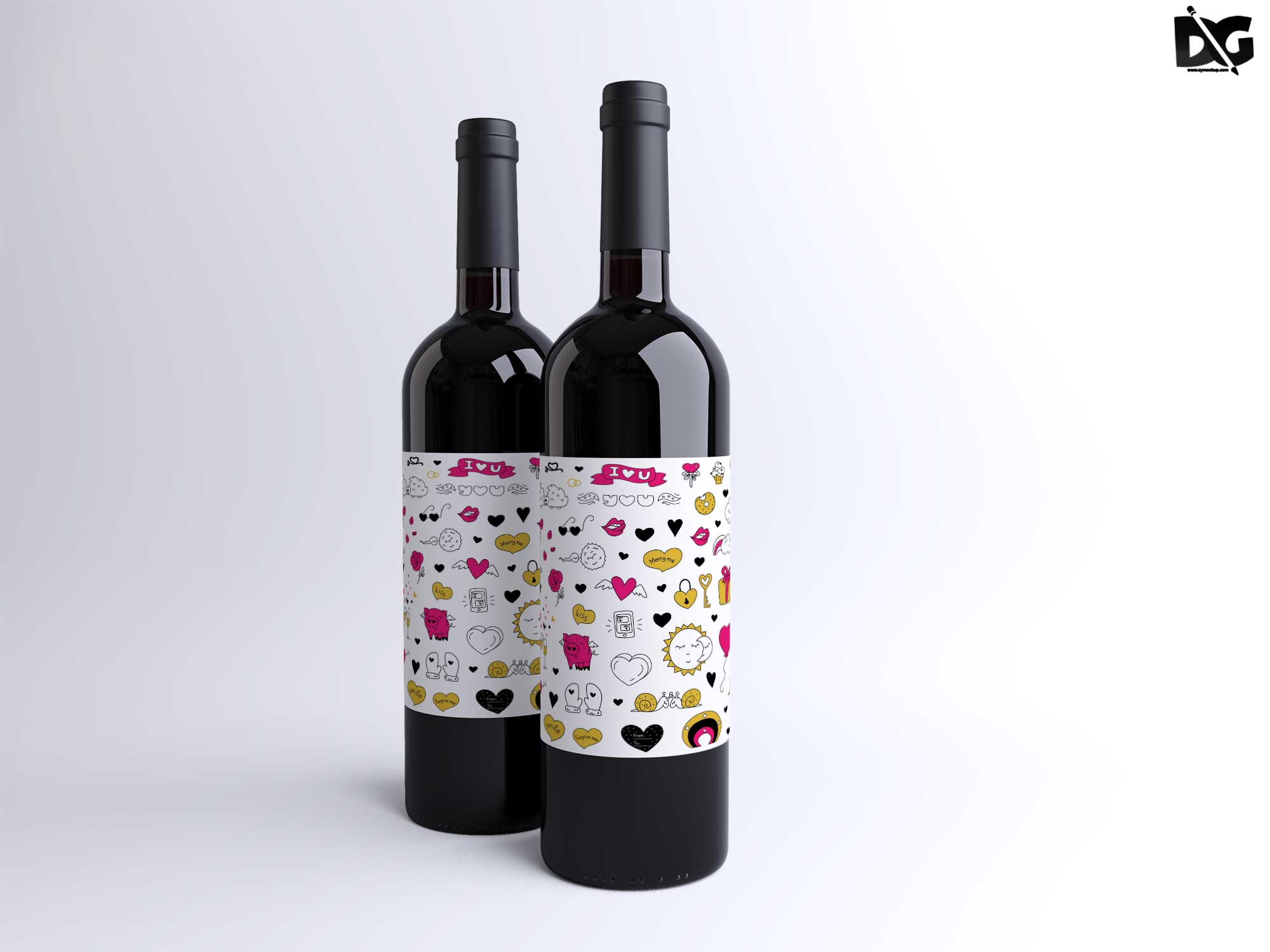 Free Wine Bottle Mockup