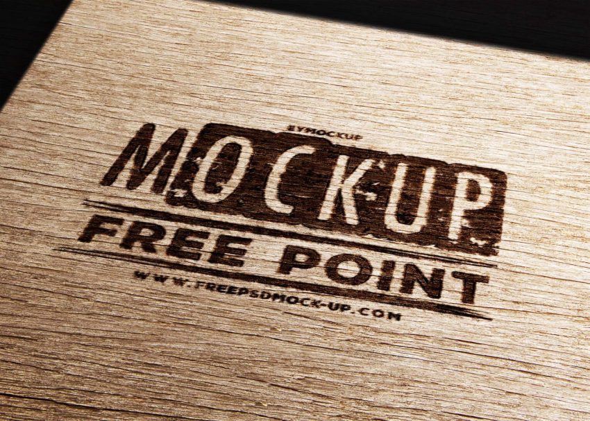Free PSD Mockups 6 Wood Logo Mockup