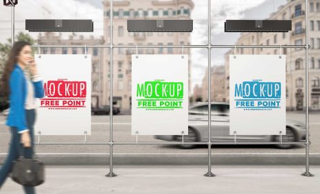Free Tri-Billboard Bus Stand Mockup 15 Tri-Billboard Mockup