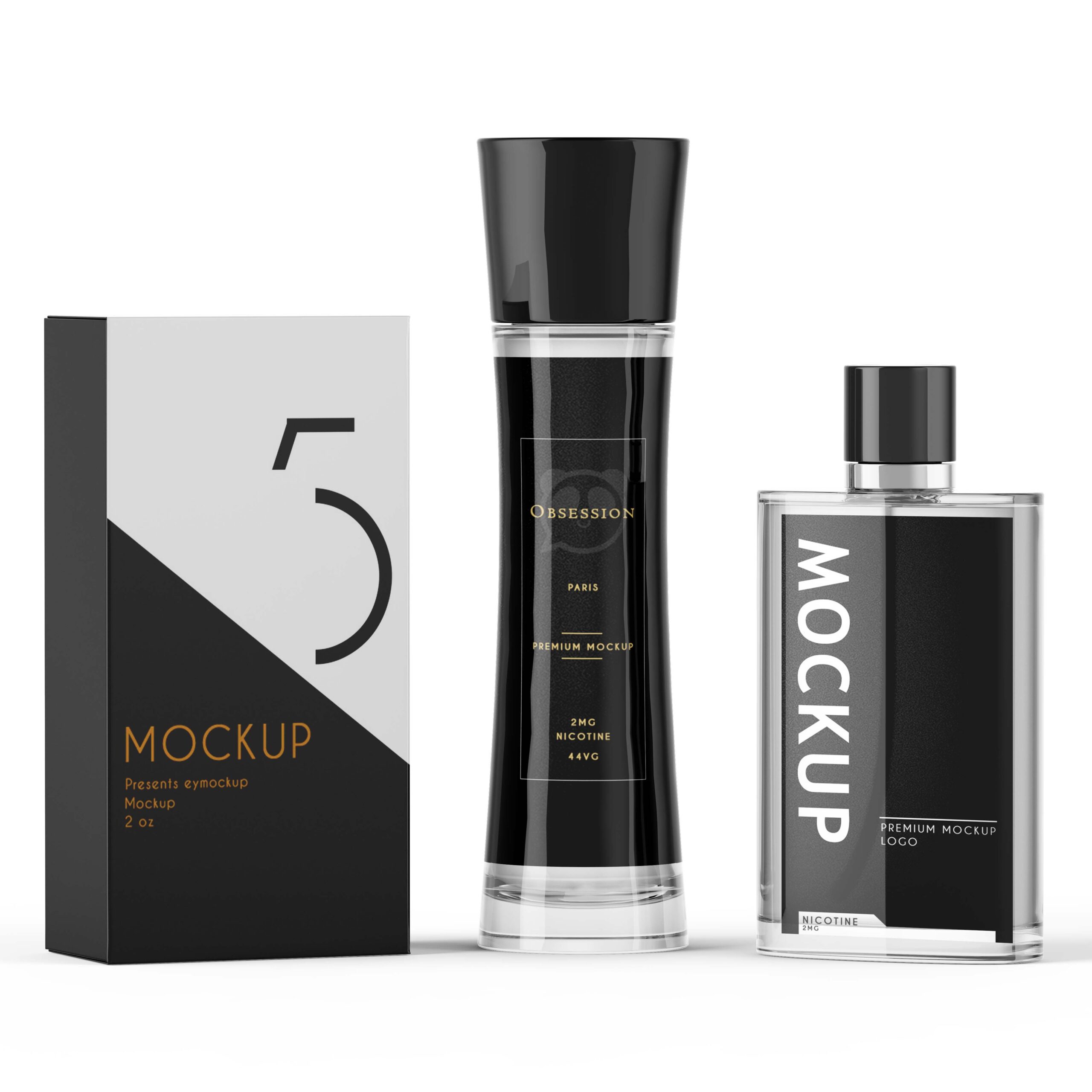 Elegant Black Scent Bottle Mockup 3 Black Bottle Label Packaging Mockup
