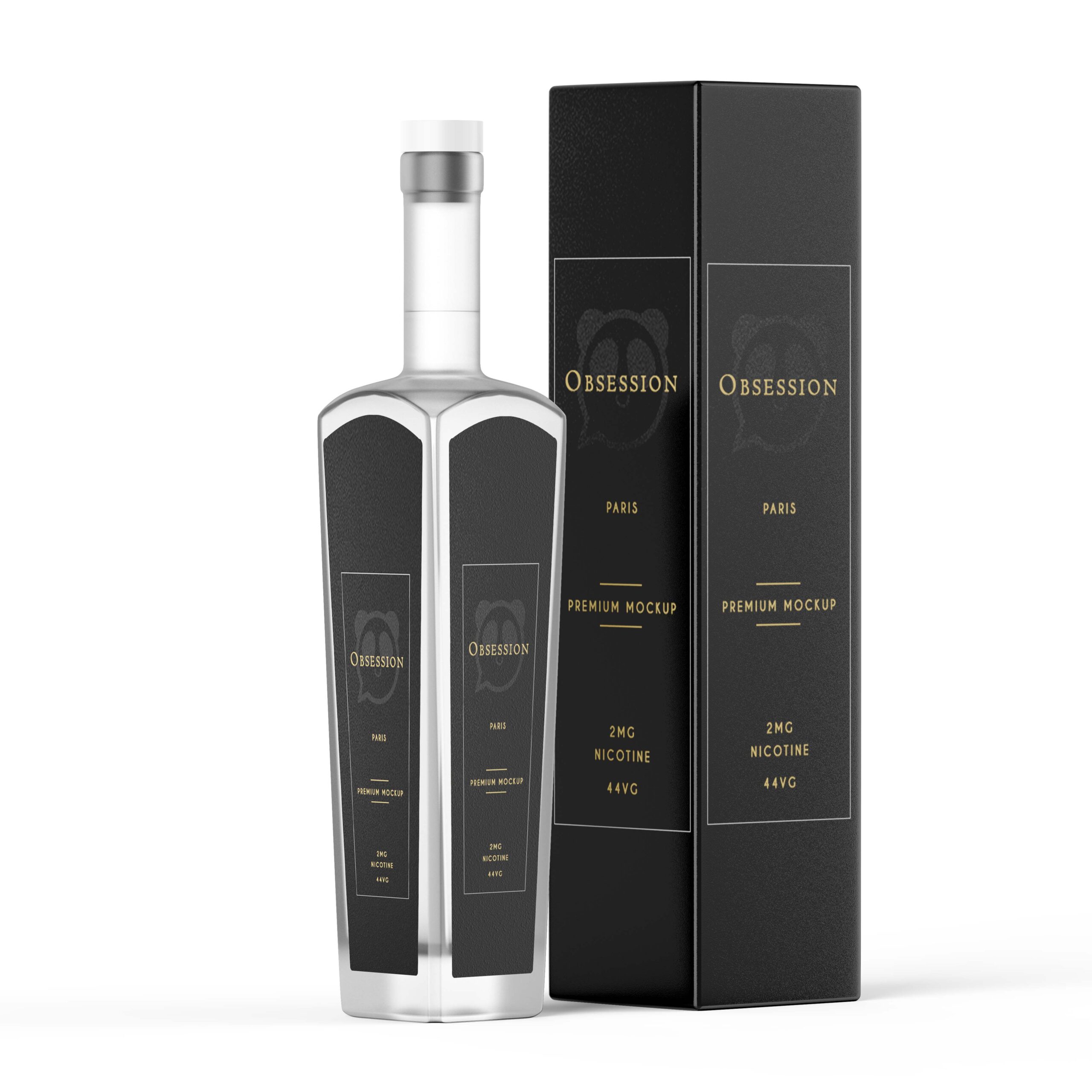 Square Matte Glass Bottle Label Mockup