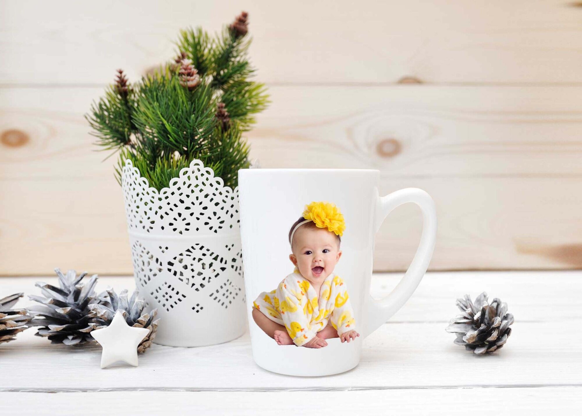 Free Baby Milk Mug Label Design Mockup