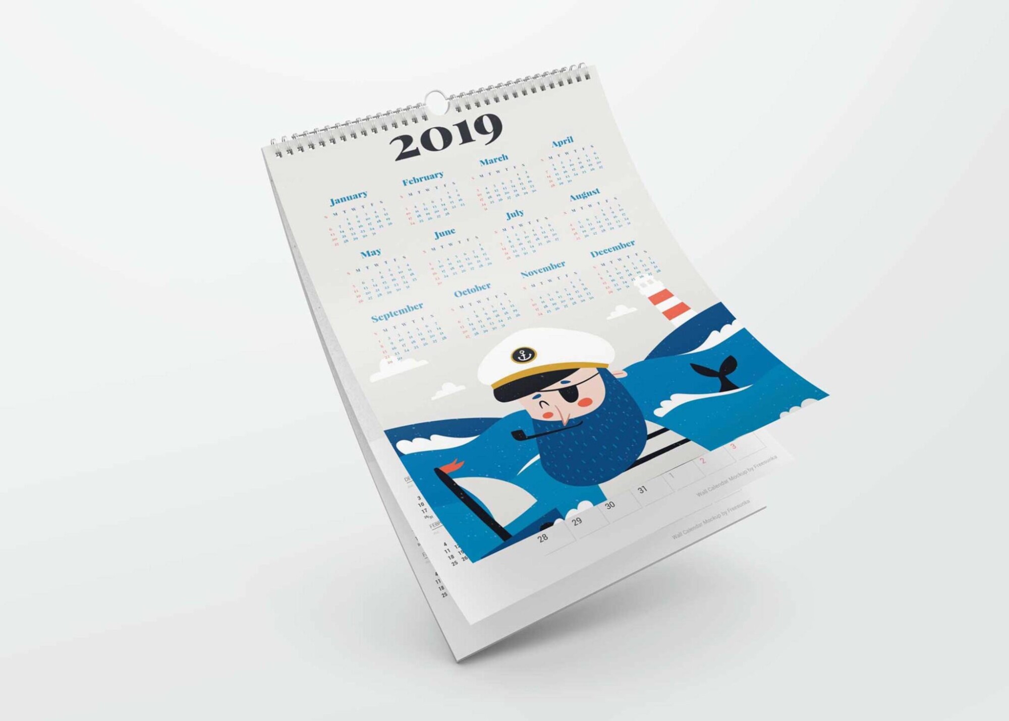 Free PSD Wall Calendar Design Mockup