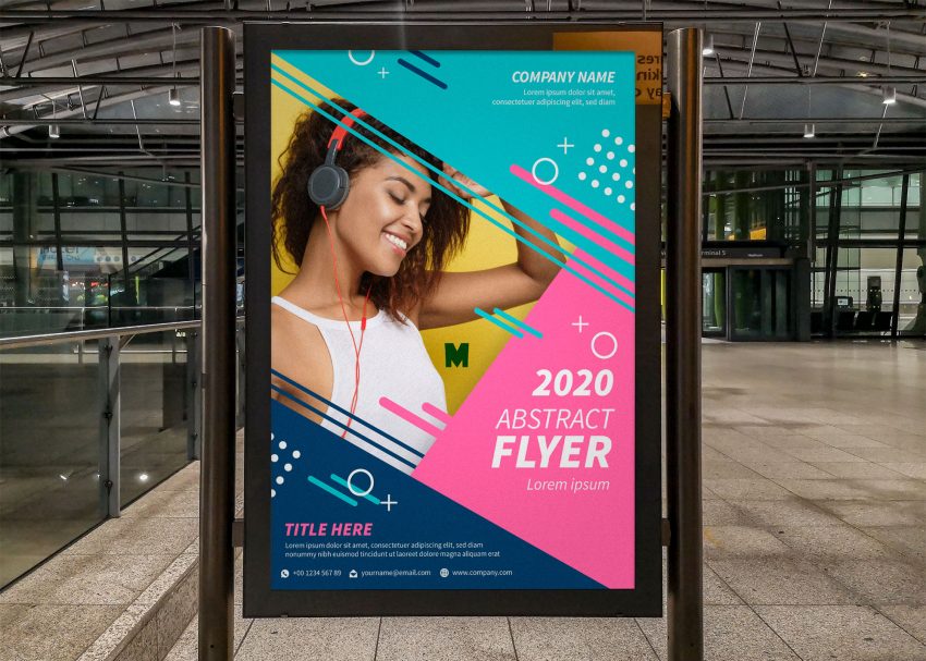 Free PSD Mockups 3 Advertising Poster Screen Mockup