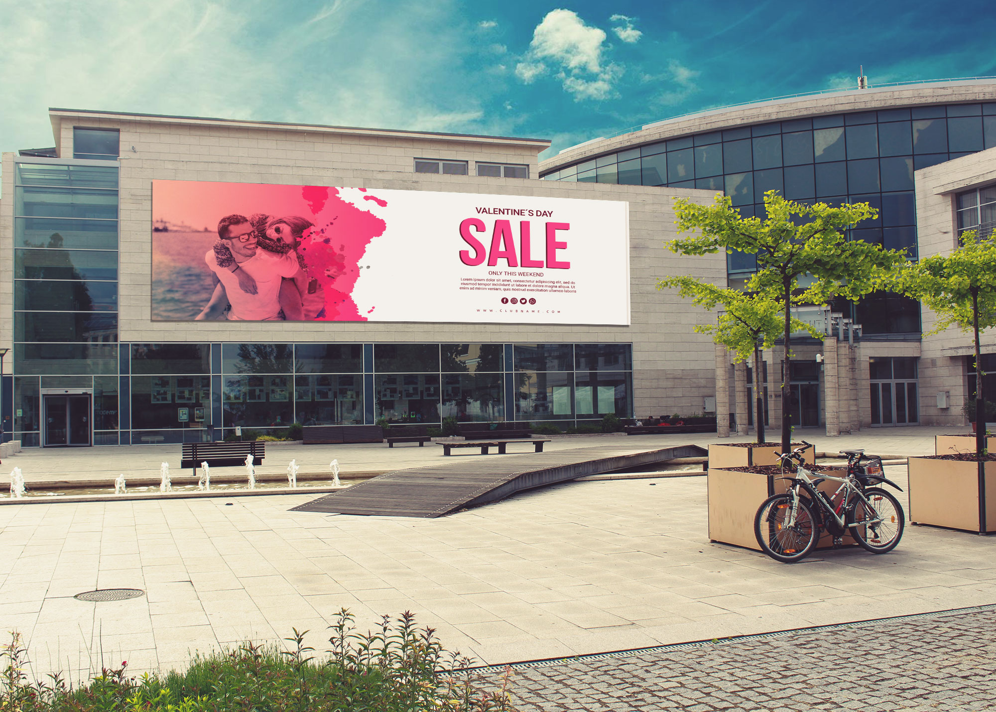 Building Landscape Billboard Mockup