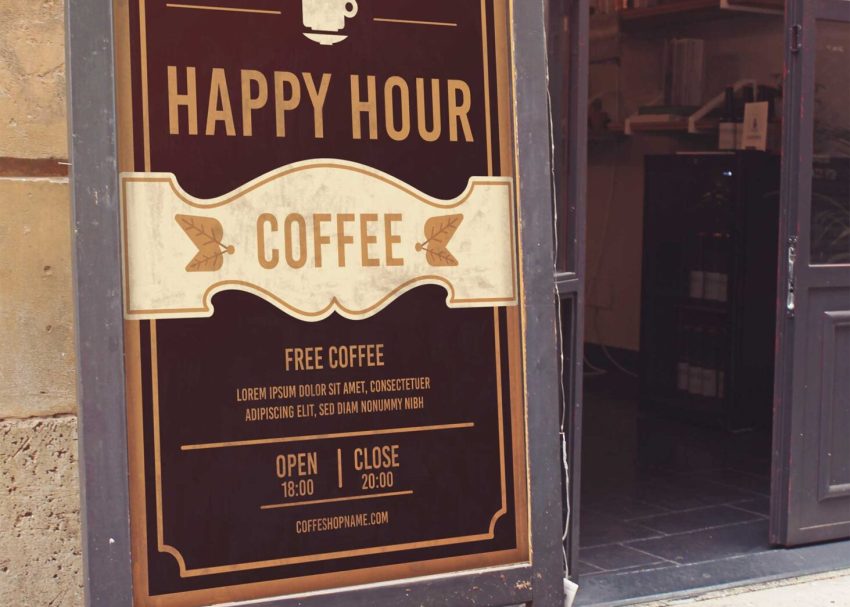 Free PSD Mockups 6 Restaurant Cafe Board Mockup