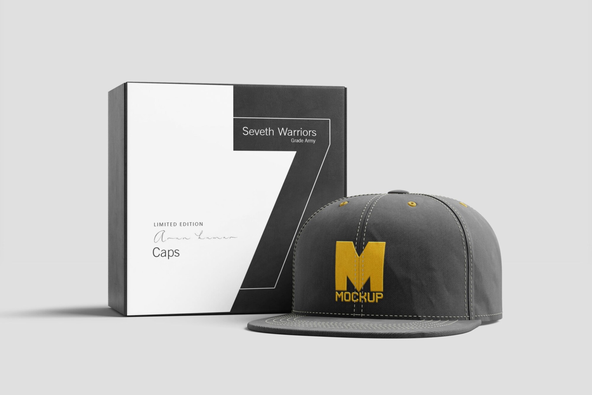 Cap With Packaging Mockup