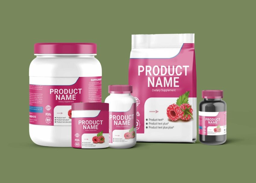 Free PSD Mockups 5 Supplement Product Bottle Mock-Up
