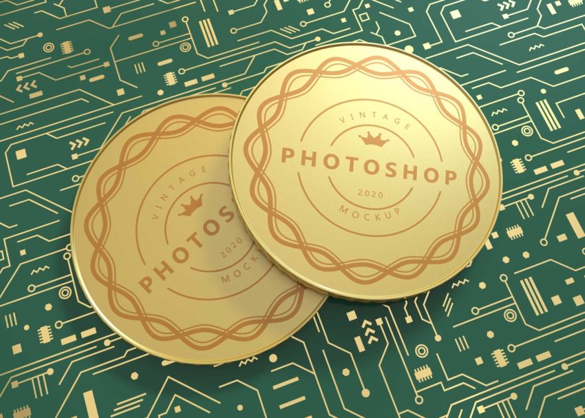 Free PSD Mockups 2 Bitcoin Currency Mockup
