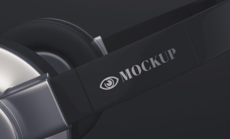 Black Headphone Logo Mockup
