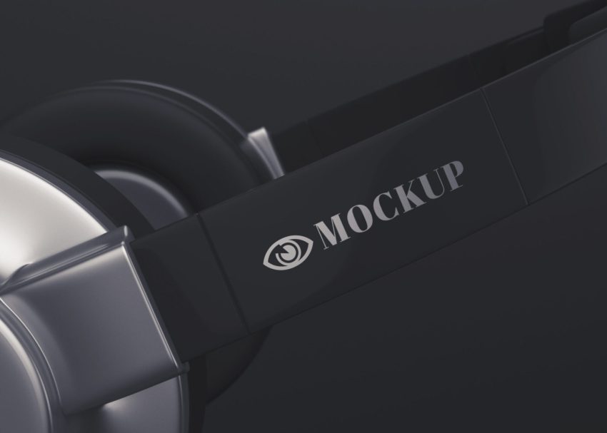 Black Headphone Logo Mockup