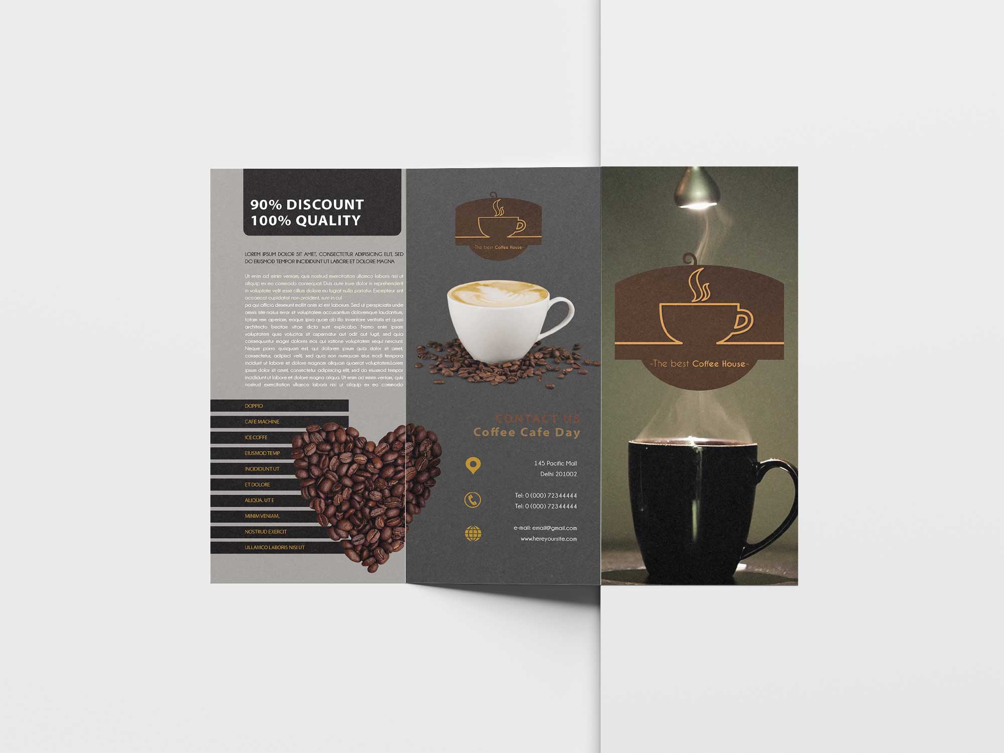 Free Tri-Fold Menu Template Download 2 Cafe Lounge PSD Tri Fold Menu Template 5