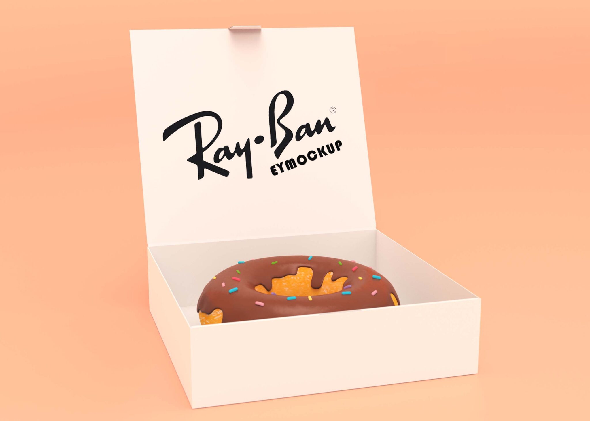 Free Donut Pastry Box Logo Mockup